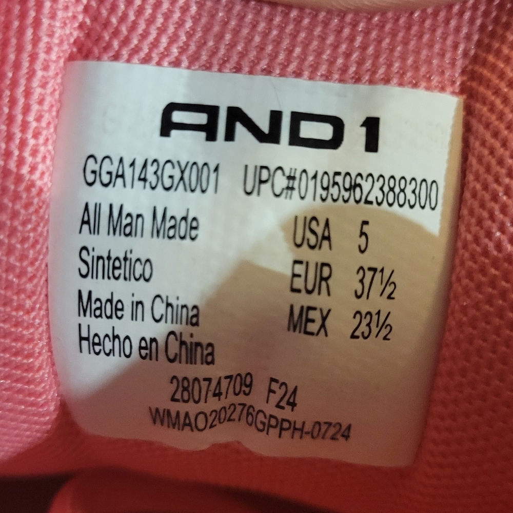 And1 Assist 6.0 Youth Athletic Sneakers in pink W6.5/M5 Brand New - Picture 10 of 10